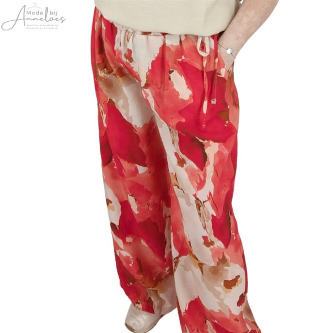 Enjoy Broek print wijde pijp Rood
